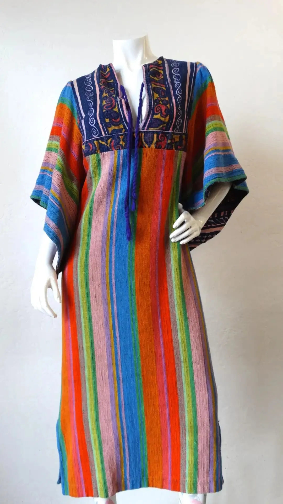 1970s Rikma Angel Sleeve Striped Dress