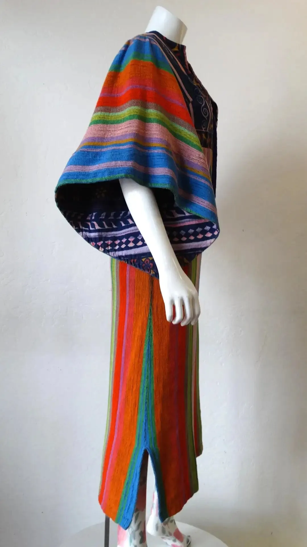 1970s Rikma Angel Sleeve Striped Dress