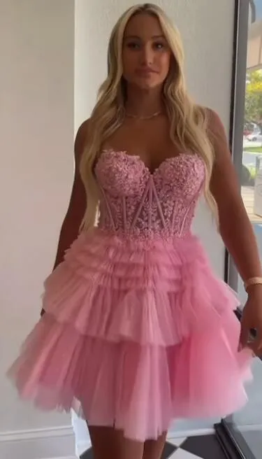2023 Sweetheart Tulle/Lace Homecoming Dresses PC1131