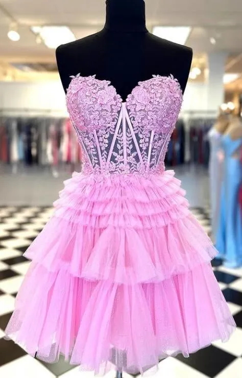 2023 Sweetheart Tulle/Lace Homecoming Dresses PC1131