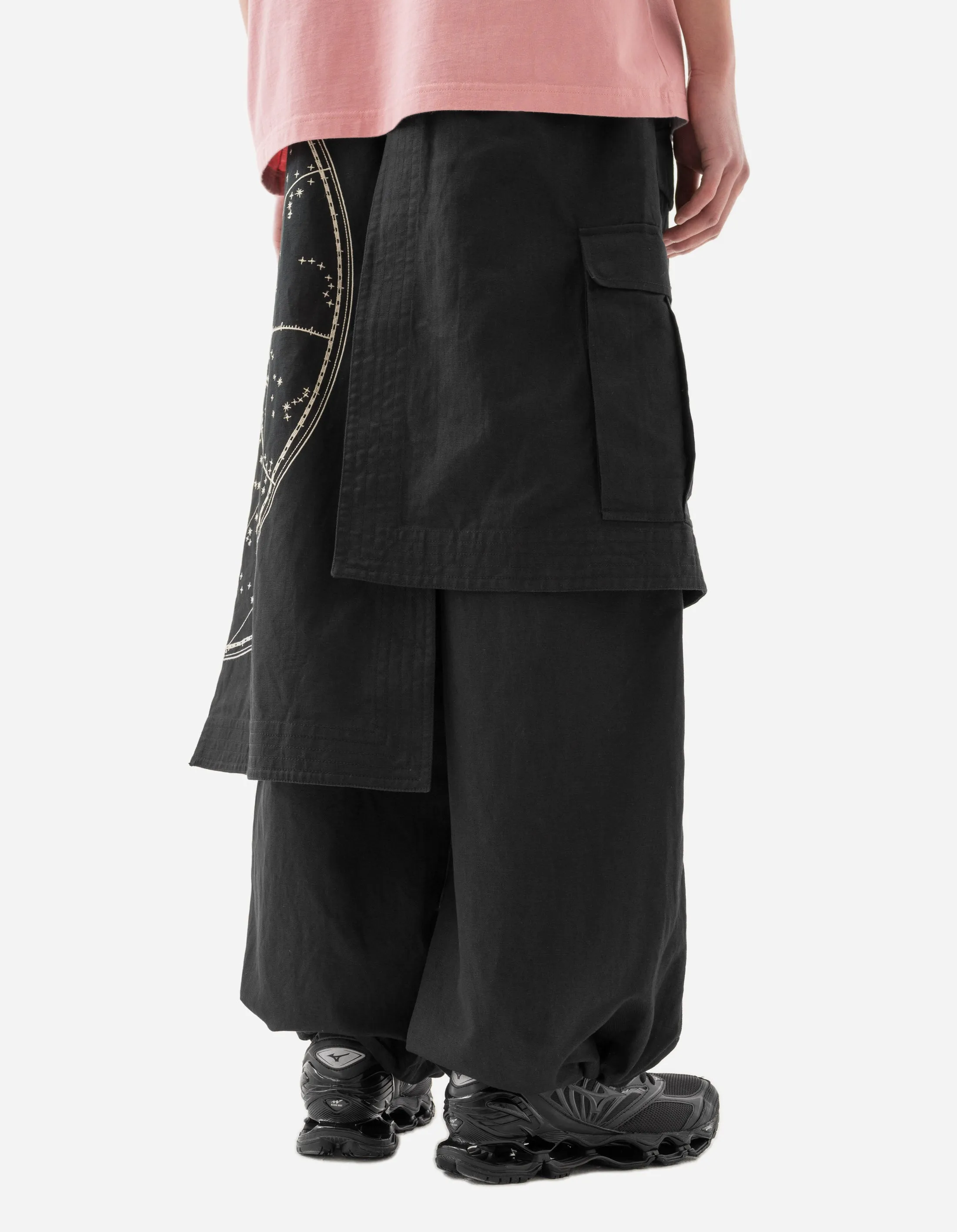 6017 Celeste Asym Cargo Hakama Pants Black