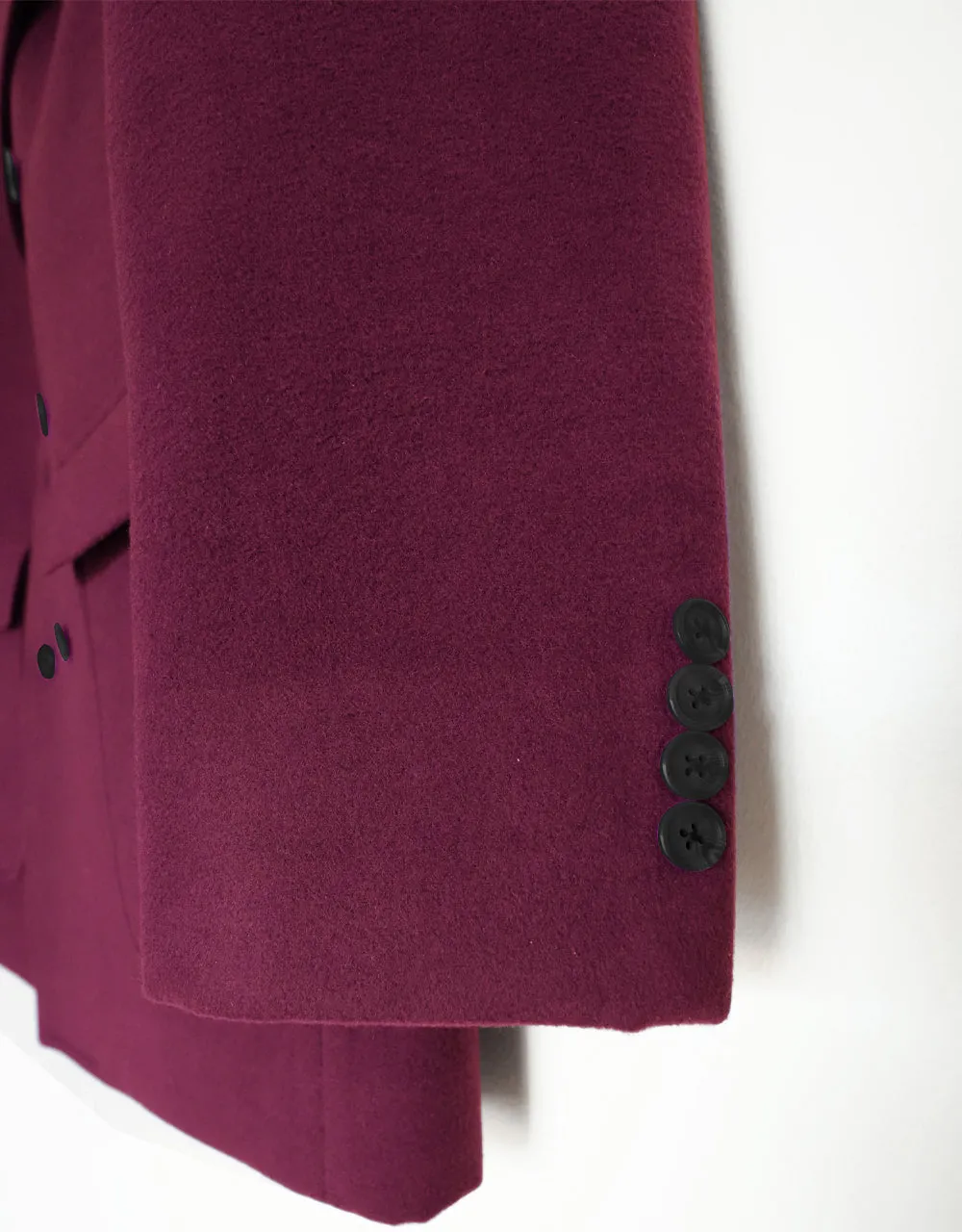 60's Retro Burgundy Double Breasted Pea Coat