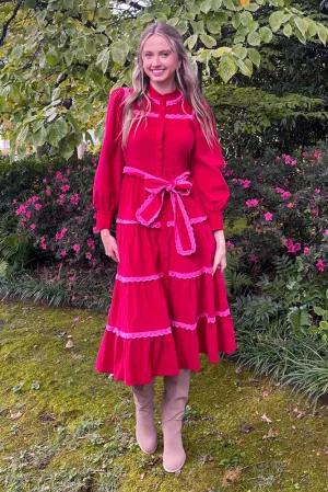 A Love Like Yours Midi Dress-Red/Pink