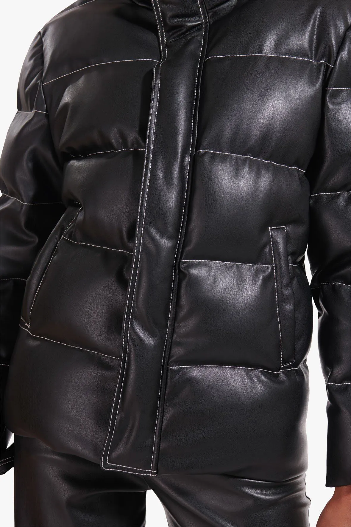 ACE COAT | BLACK VEGAN LEATHER