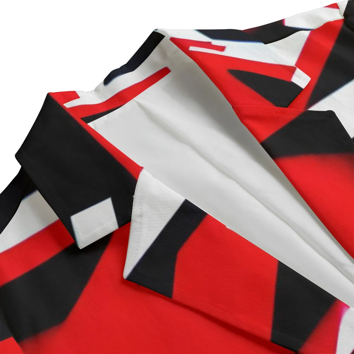 All-Over Print Women's Leisure Blazer | 245GSM Cotton SS3 red black and white print