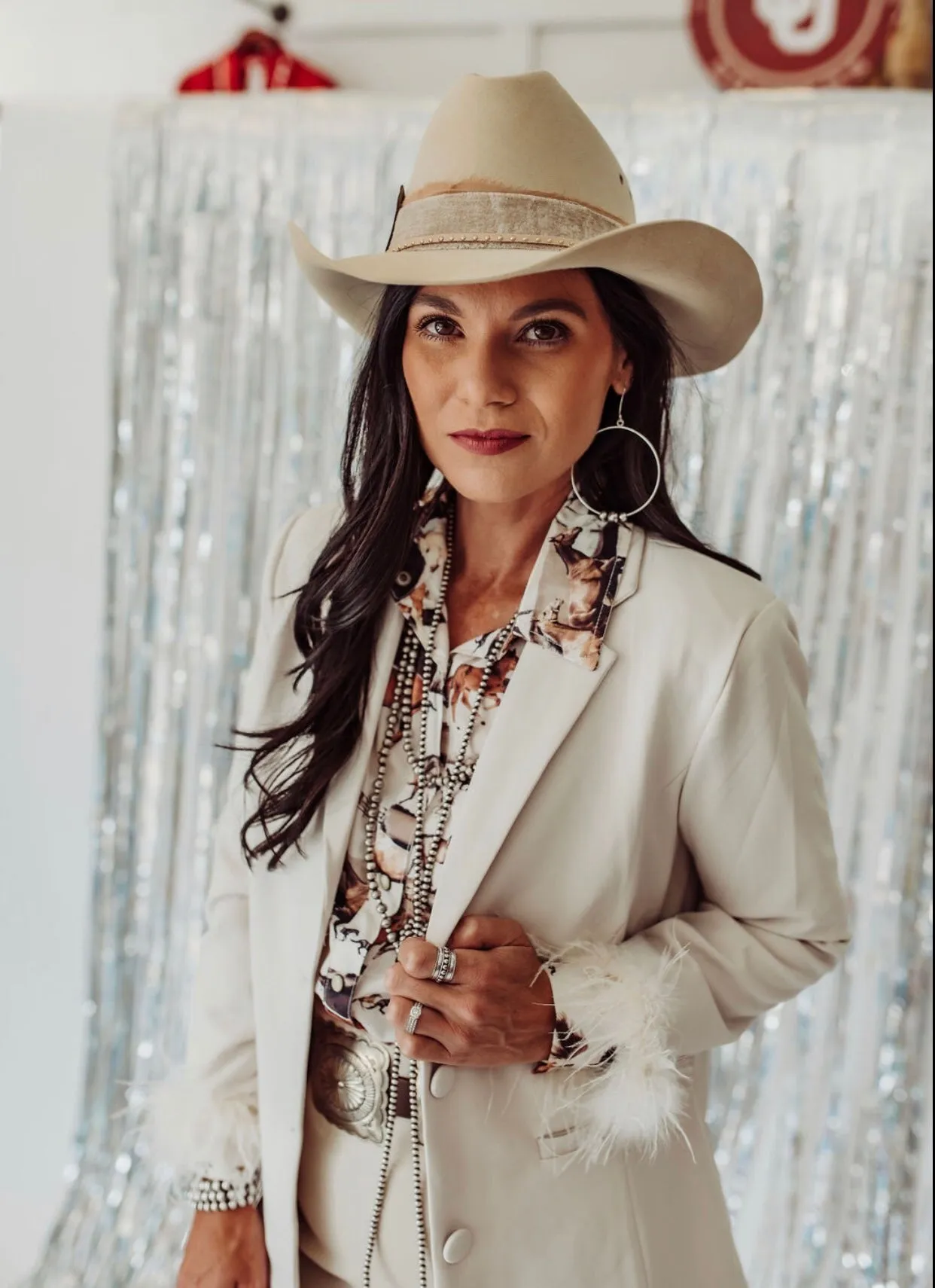Allison blazer with removable feathers