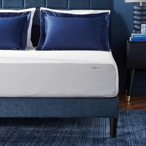 Amazon Basics Memory Foam Mattress, Medium Firm, 10 Inch, Queen, White/Grey