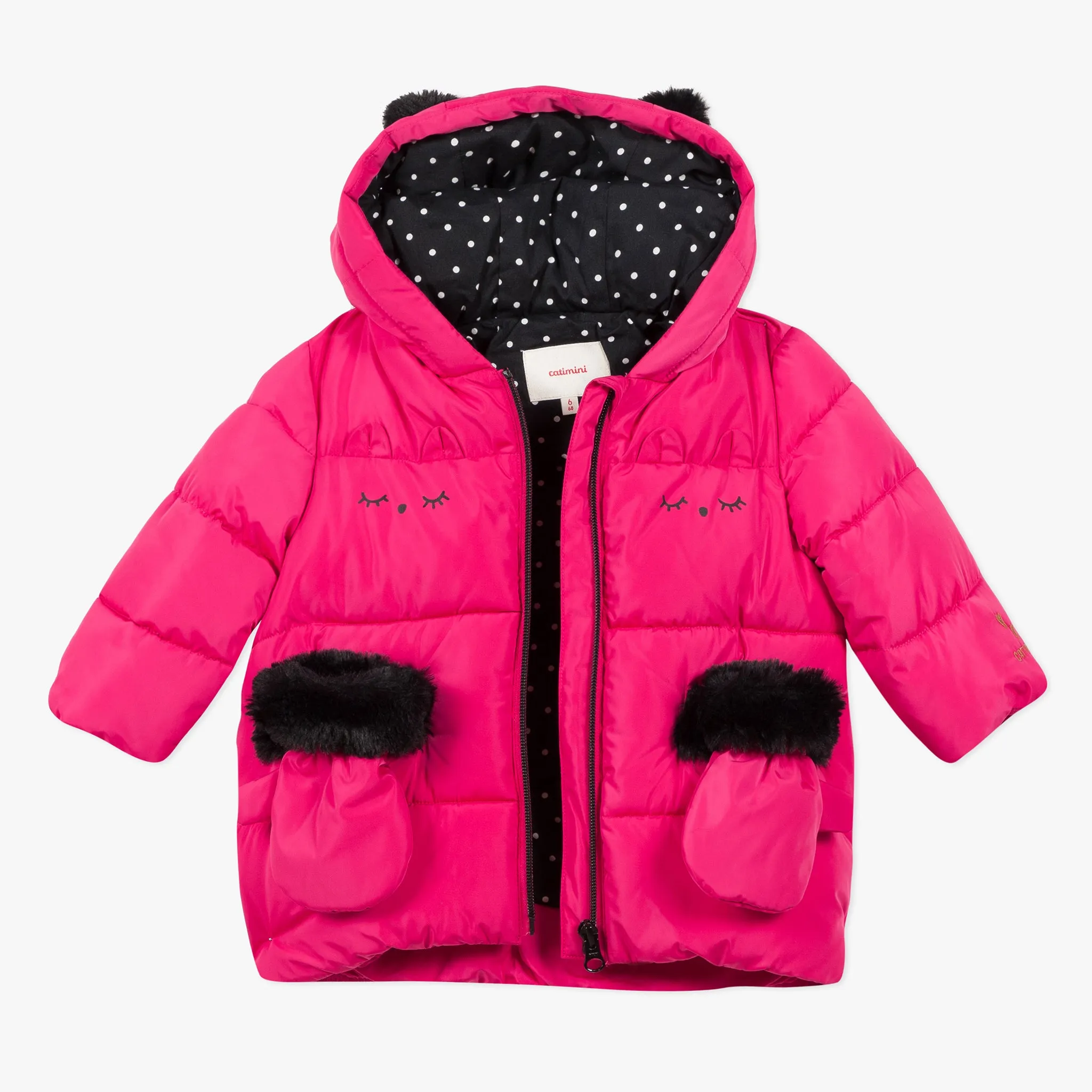 Baby girl fuchsia pink hooded puffer jacket