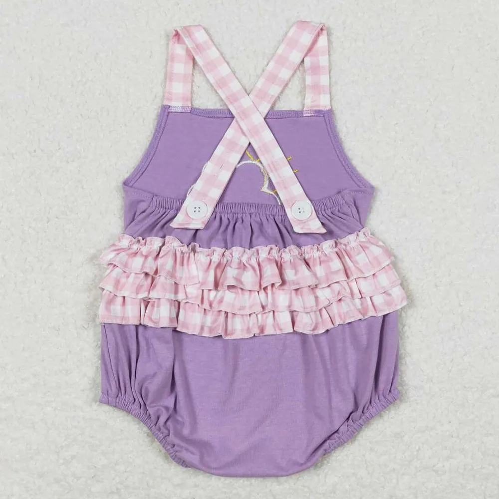 Baby Infant Girls Romper Cloudy Rainy Lavender Ruffle Bubbles Rompers SR1071
