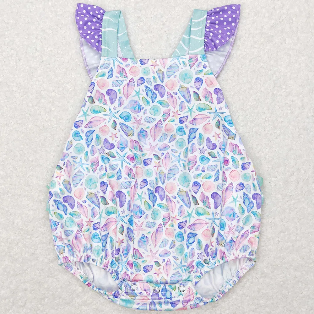 Baby Infant Girls Romper Summer Sea Shell Ruffle Rompers SR0735