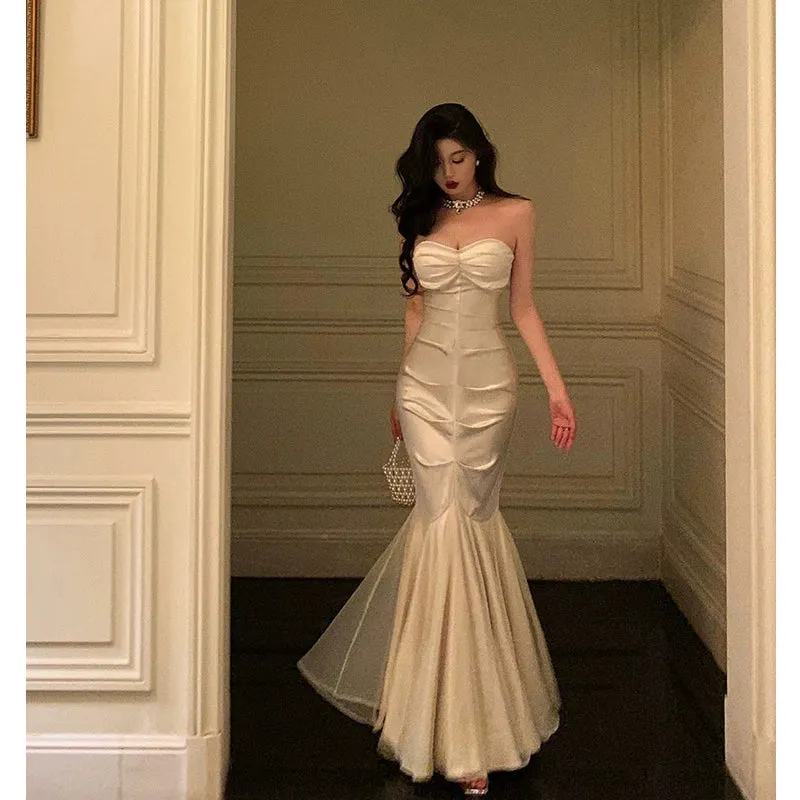 Banquet dress sexy satin mermaid party dress      S5549