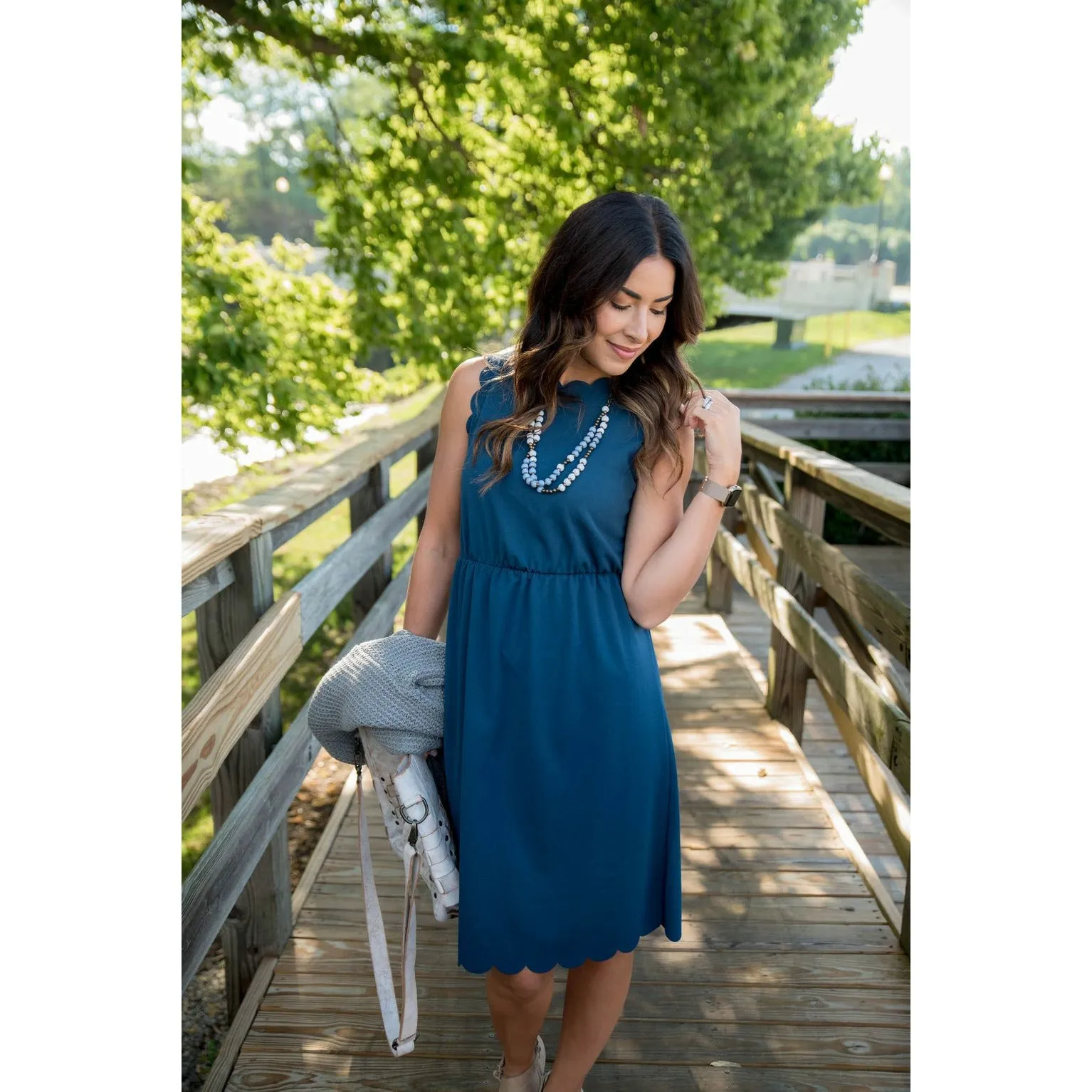 Basic Scalloped Tank Dress