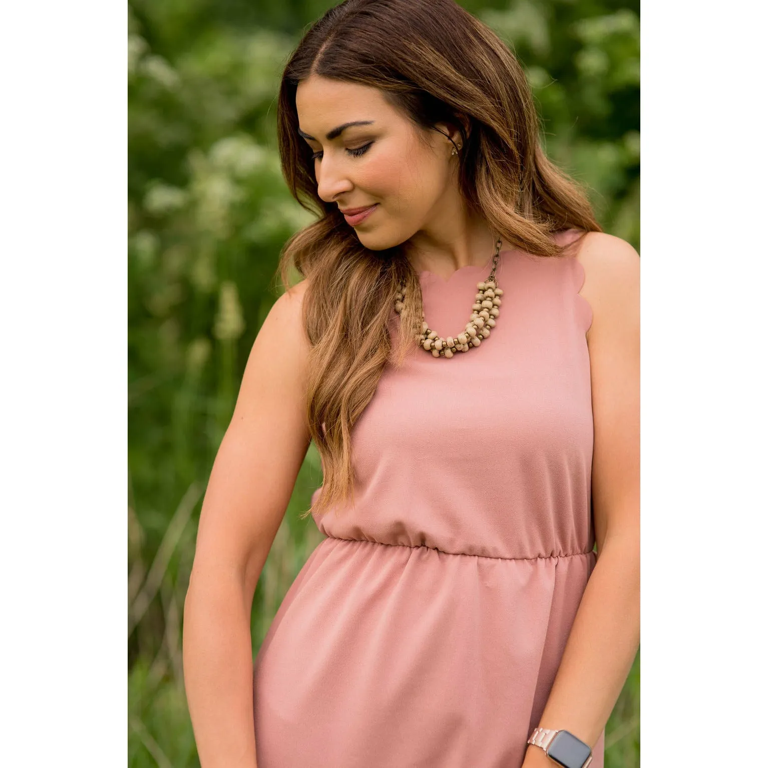 Basic Scalloped Tank Dress