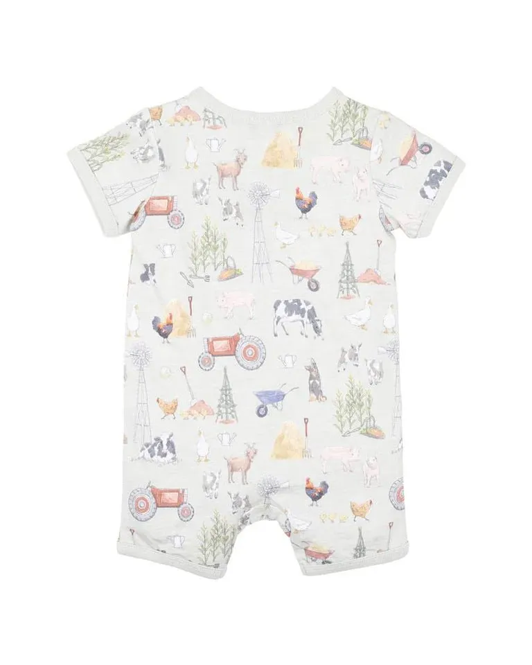 Bebe Chester Print S/S Zip Romper