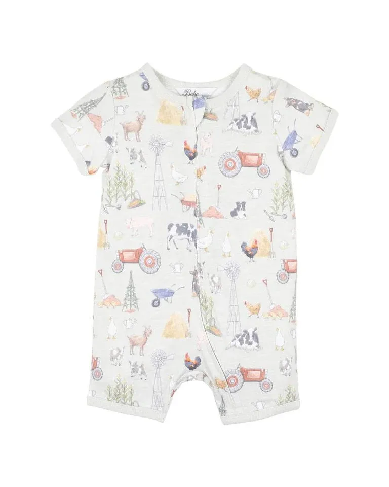 Bebe Chester Print S/S Zip Romper