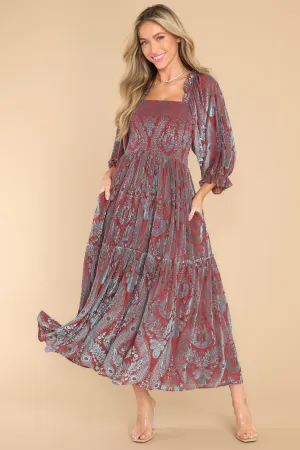 Been Here Before Rust Midi Dress