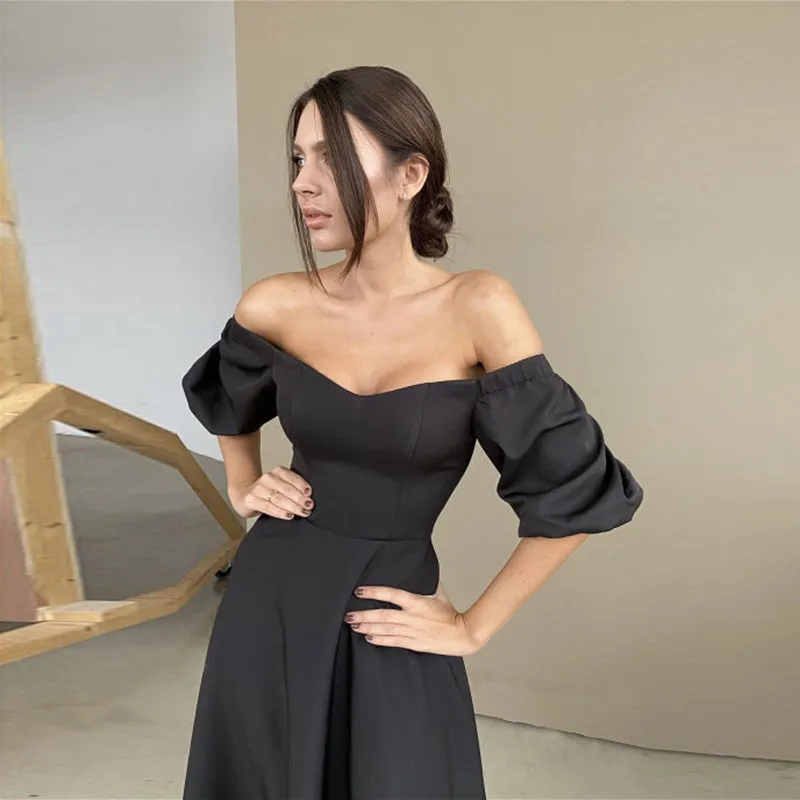 BerryBetty - Camille Slash Neck Backless Midi Dress