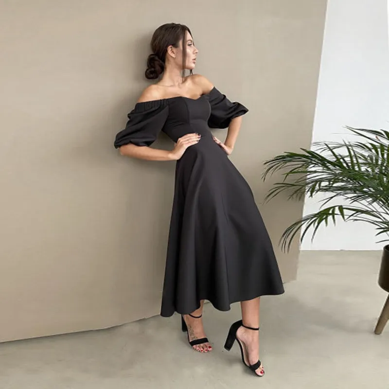 BerryBetty - Camille Slash Neck Backless Midi Dress