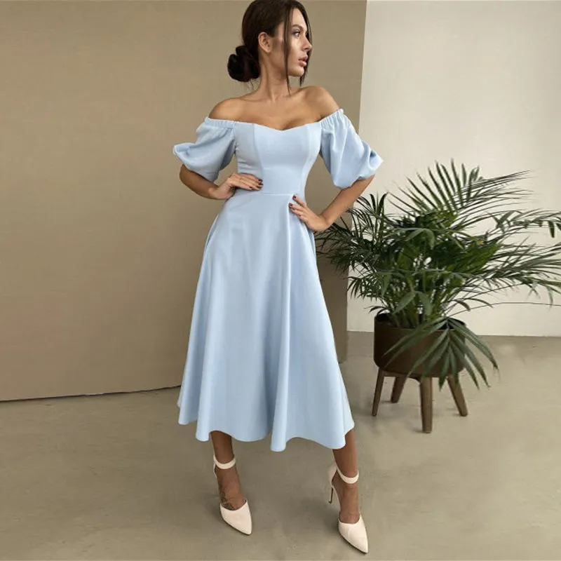 BerryBetty - Camille Slash Neck Backless Midi Dress