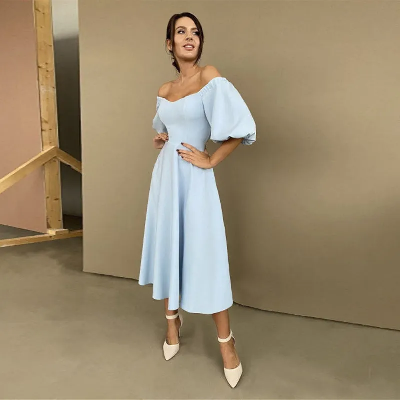 BerryBetty - Camille Slash Neck Backless Midi Dress