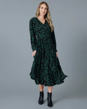 Black & Green Aven Midi Dress