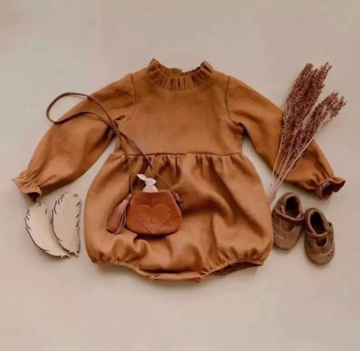 Boho  Baby Girls Linen Romper