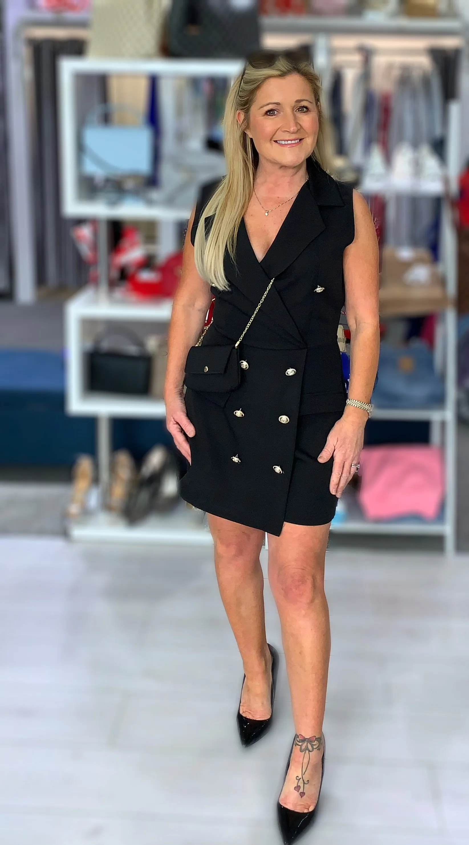 Bristol double breast blazer playsuit with cross body bag detail - 5 colours