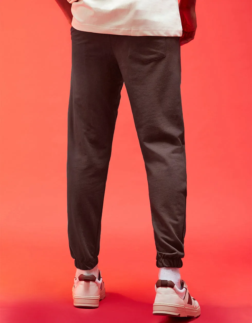 BROWN Solid Baggy Fit Joggers
