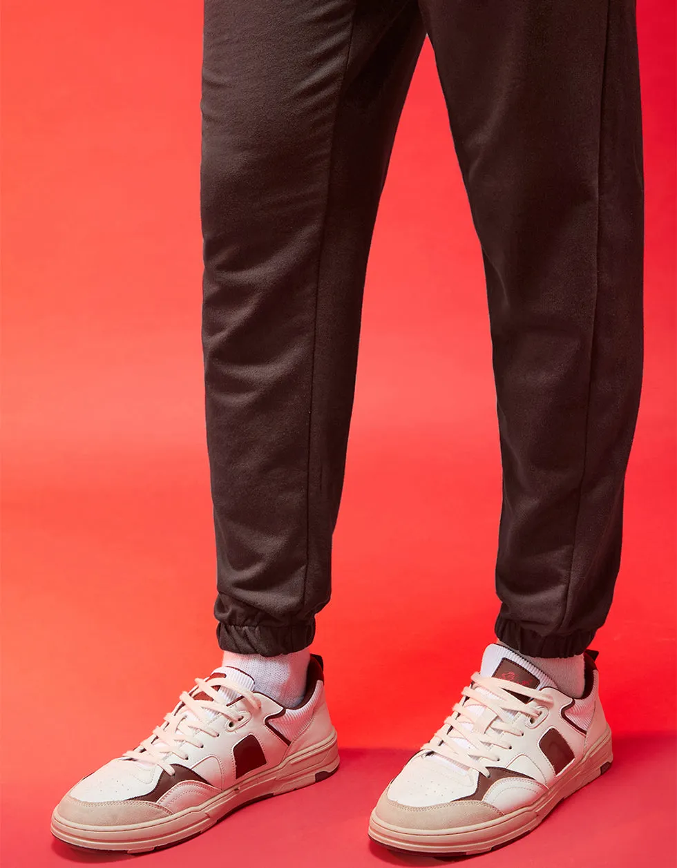 BROWN Solid Baggy Fit Joggers
