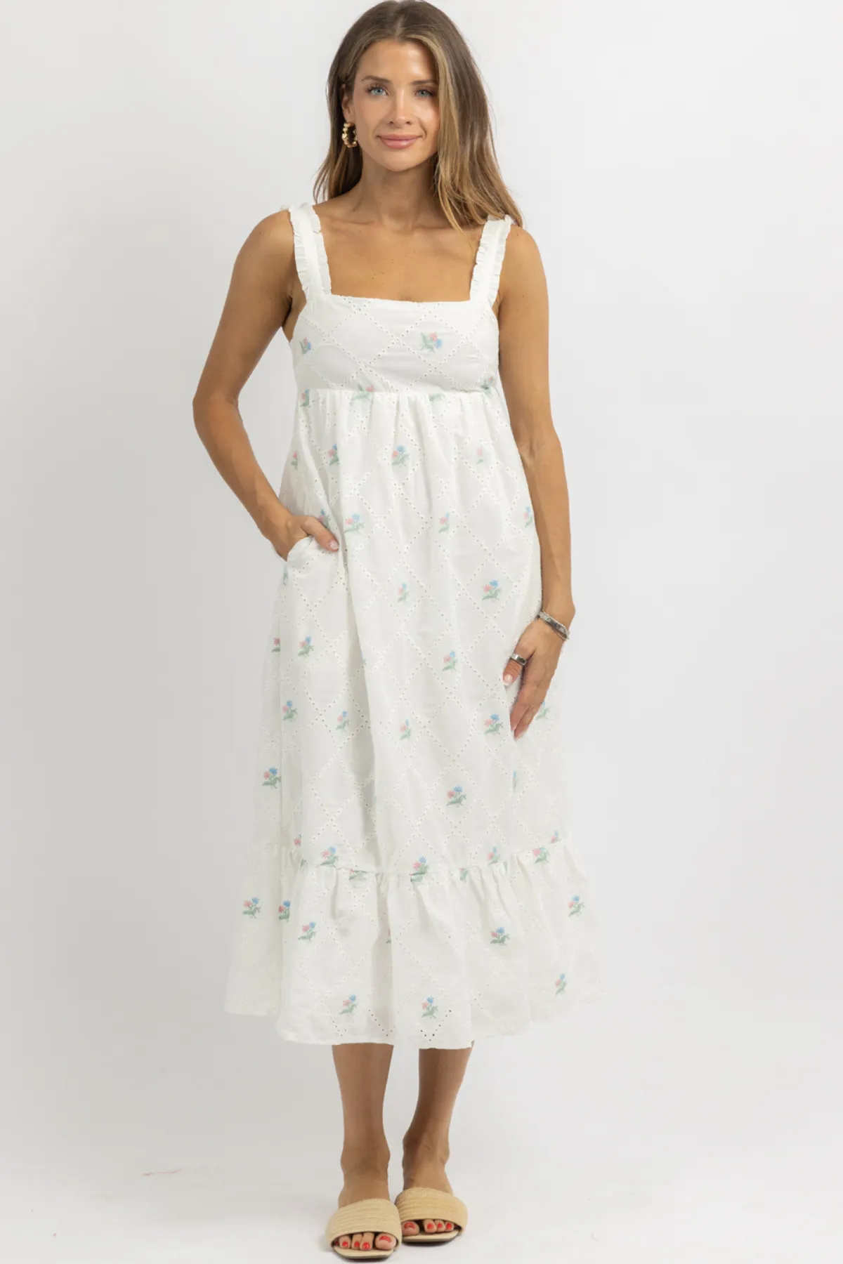 BUTTERCREAM FLORAL MIDI DRESS