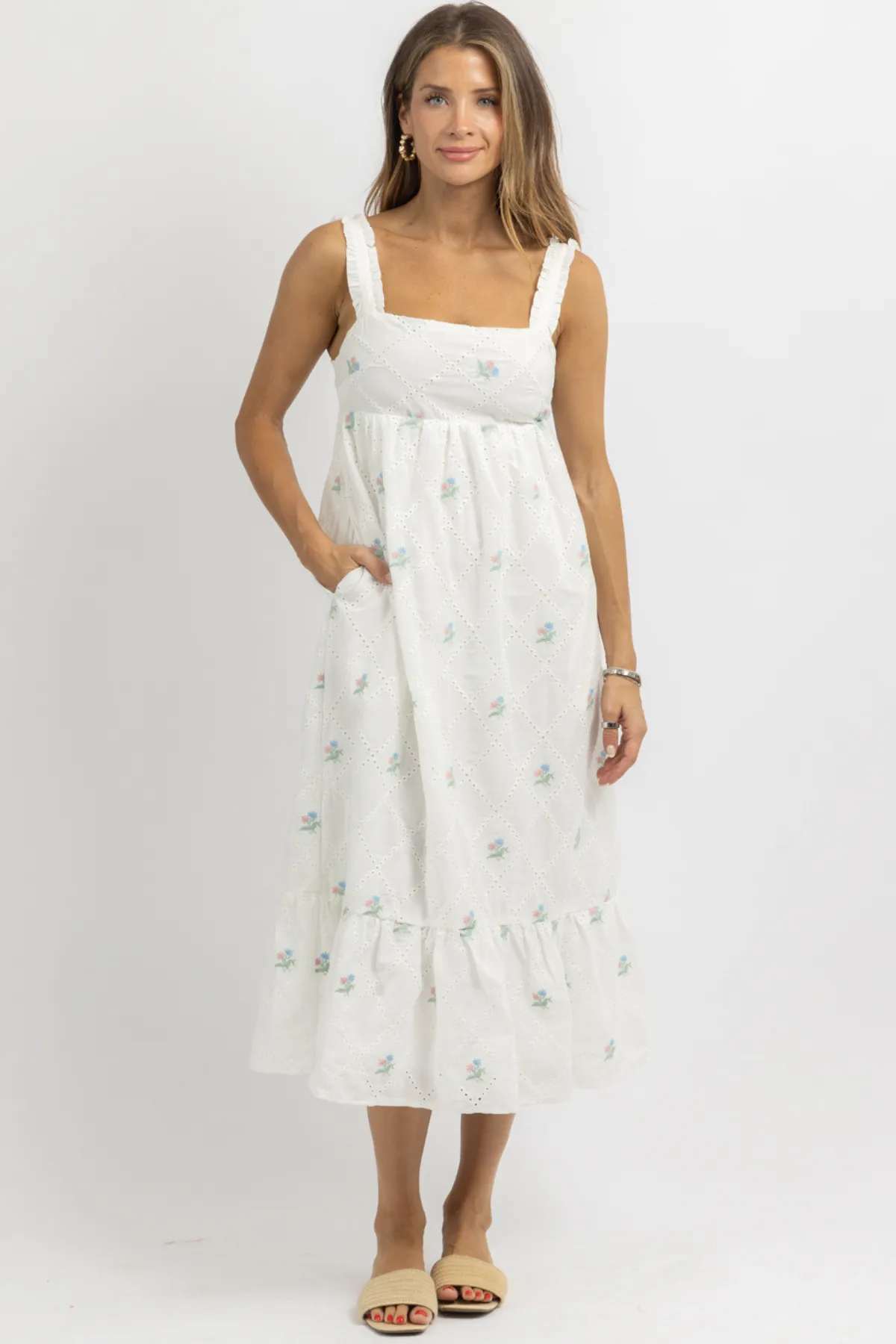 BUTTERCREAM FLORAL MIDI DRESS