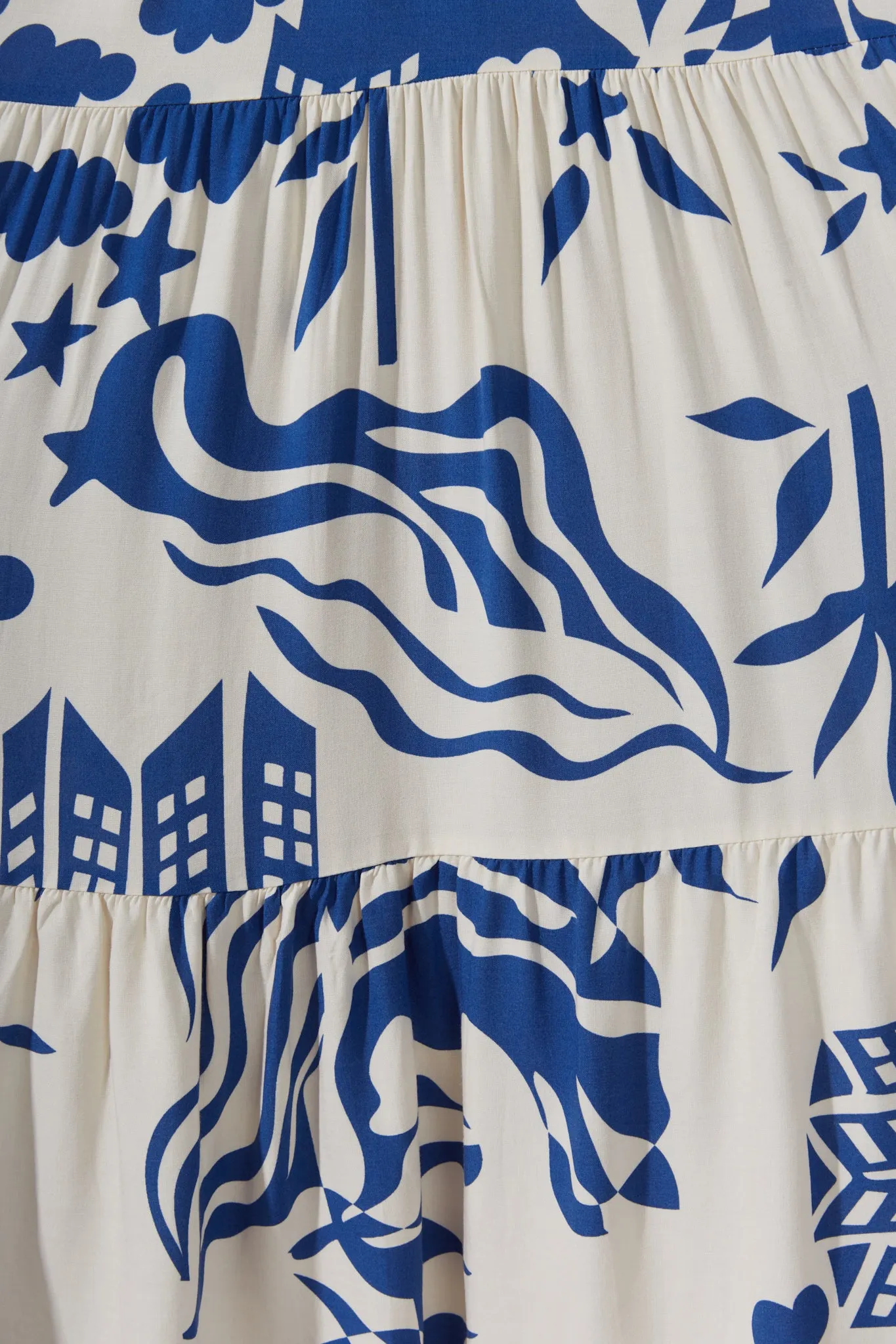 Cali Blue Abstract Midi Dress
