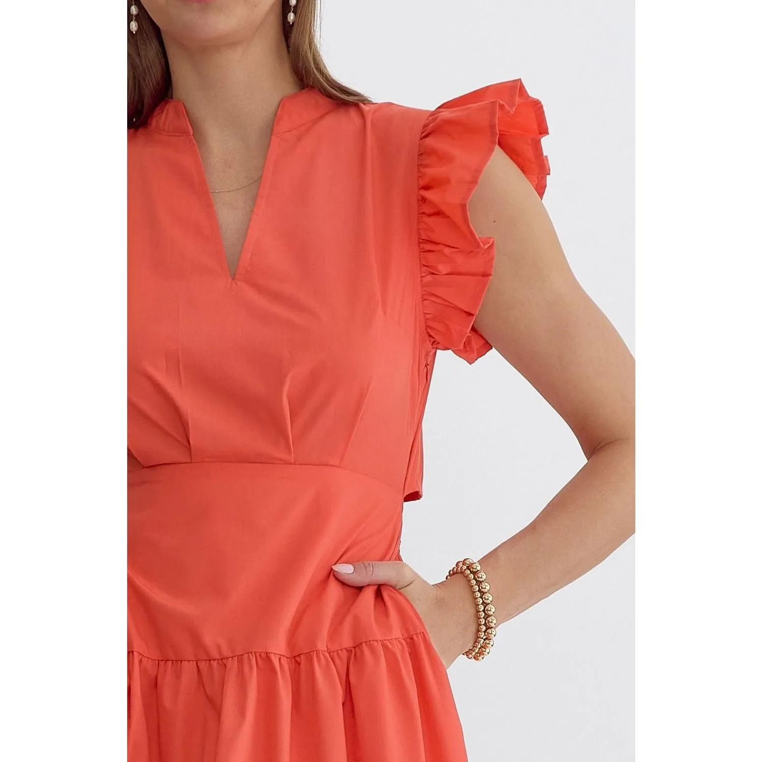 Coming Back For You Red Orange Tiered Midi Dress