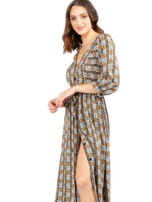 Costello Long Sleeve Midi Dress - Tortoise Shell