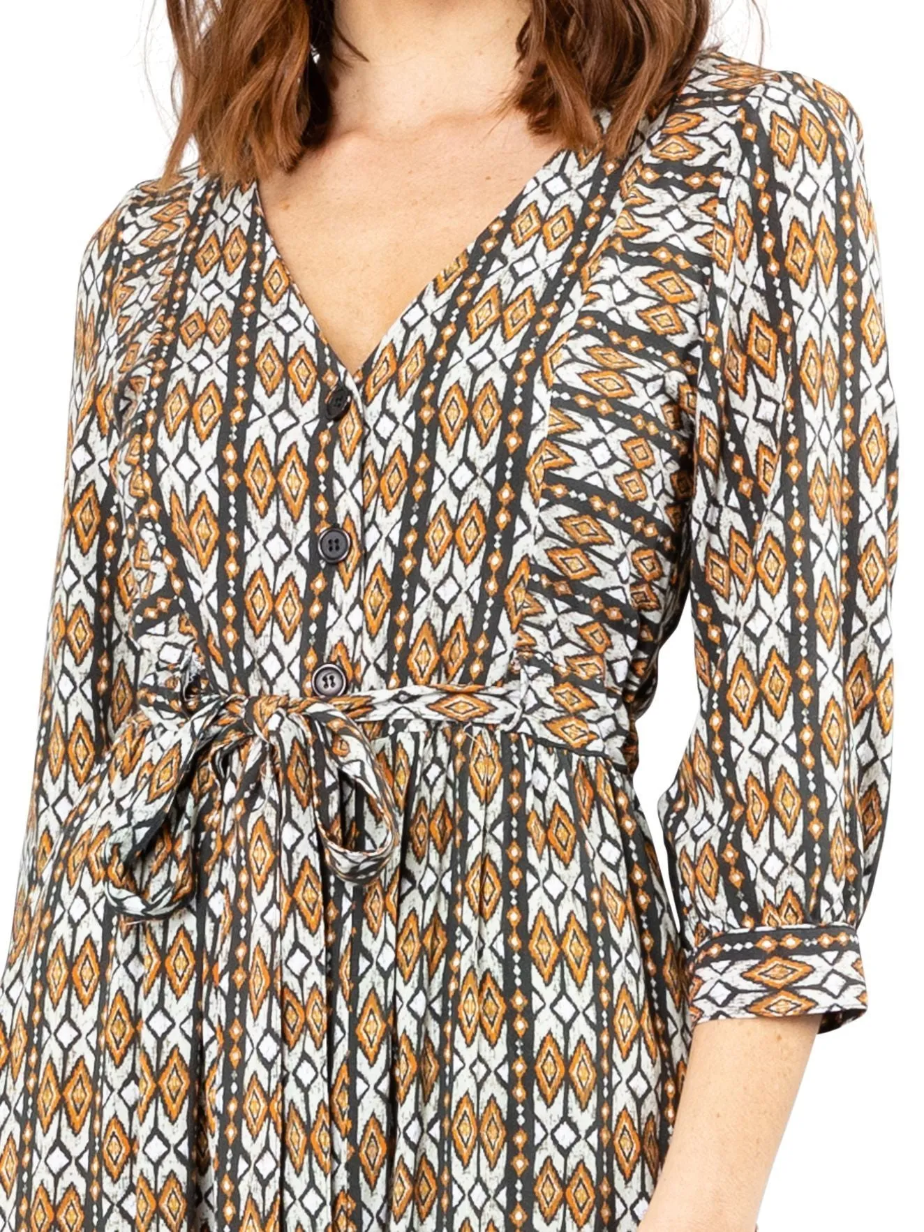 Costello Long Sleeve Midi Dress - Tortoise Shell