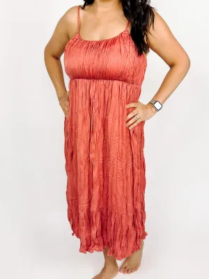 Crinkled Satin Cami Dress