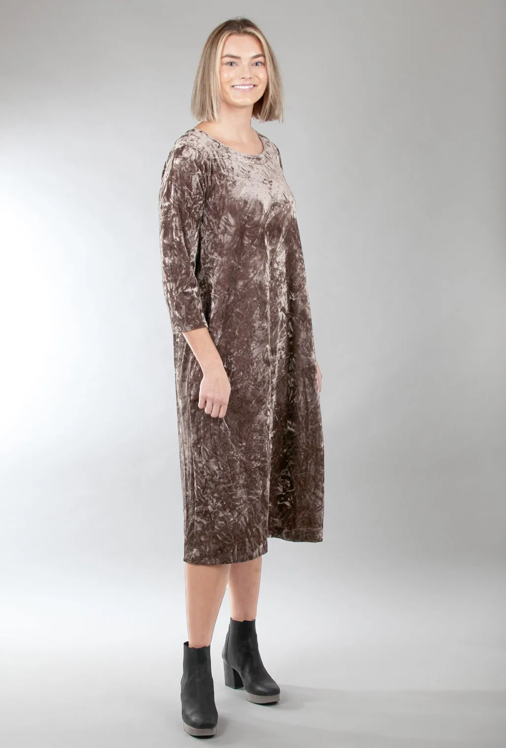 Crushed Velvet Midi Dress, Bark