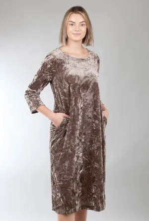 Crushed Velvet Midi Dress, Bark
