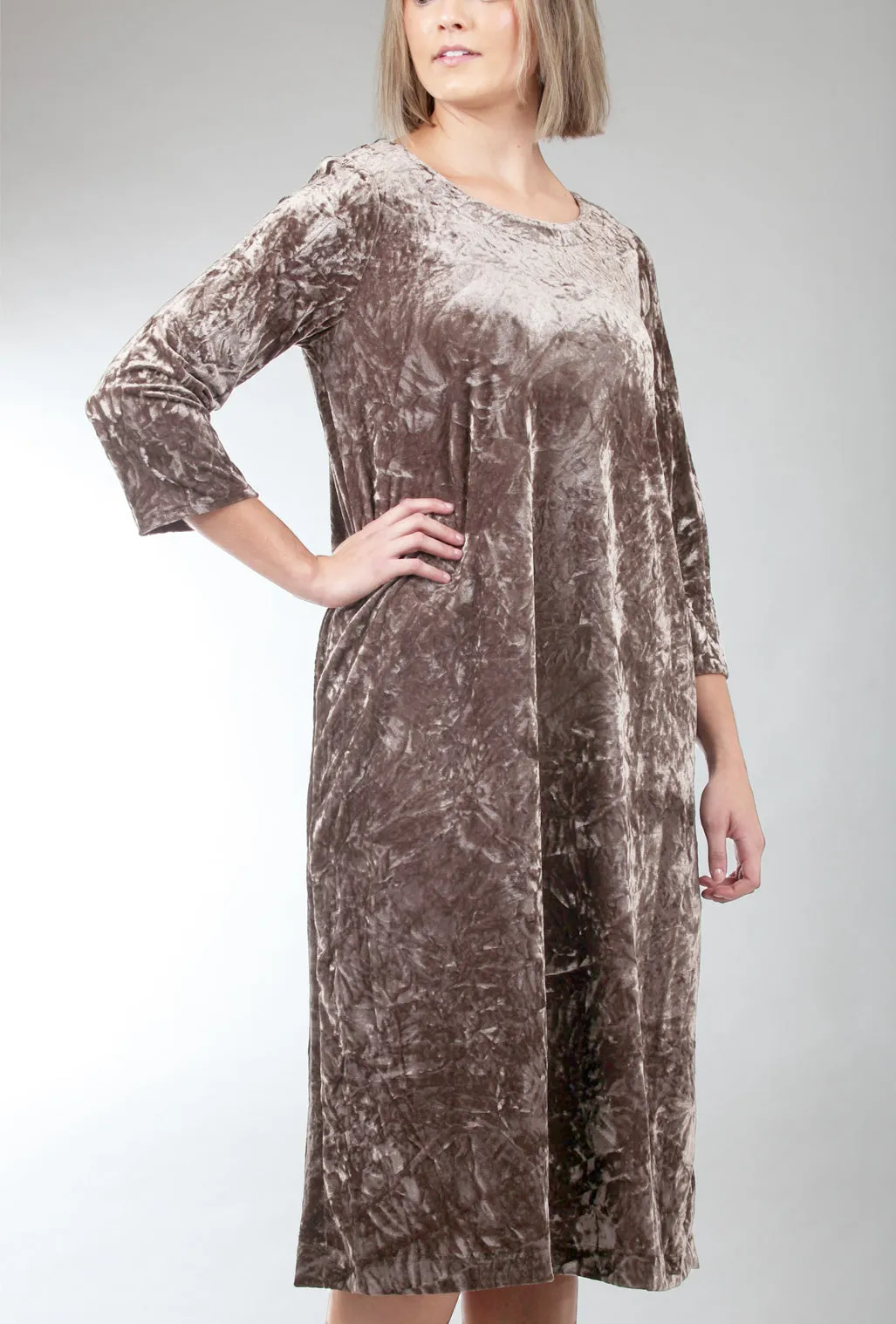Crushed Velvet Midi Dress, Bark