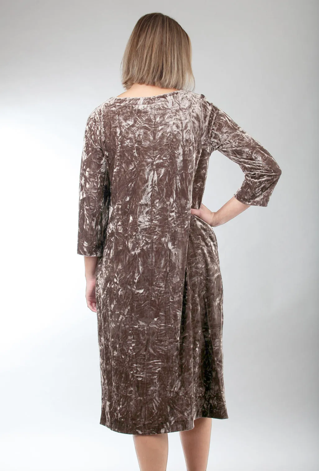 Crushed Velvet Midi Dress, Bark