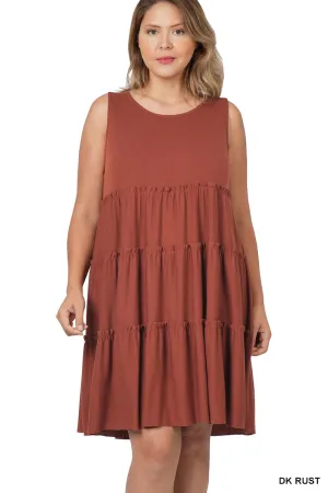 CURVY SLEEVELESS TIERED DRESS