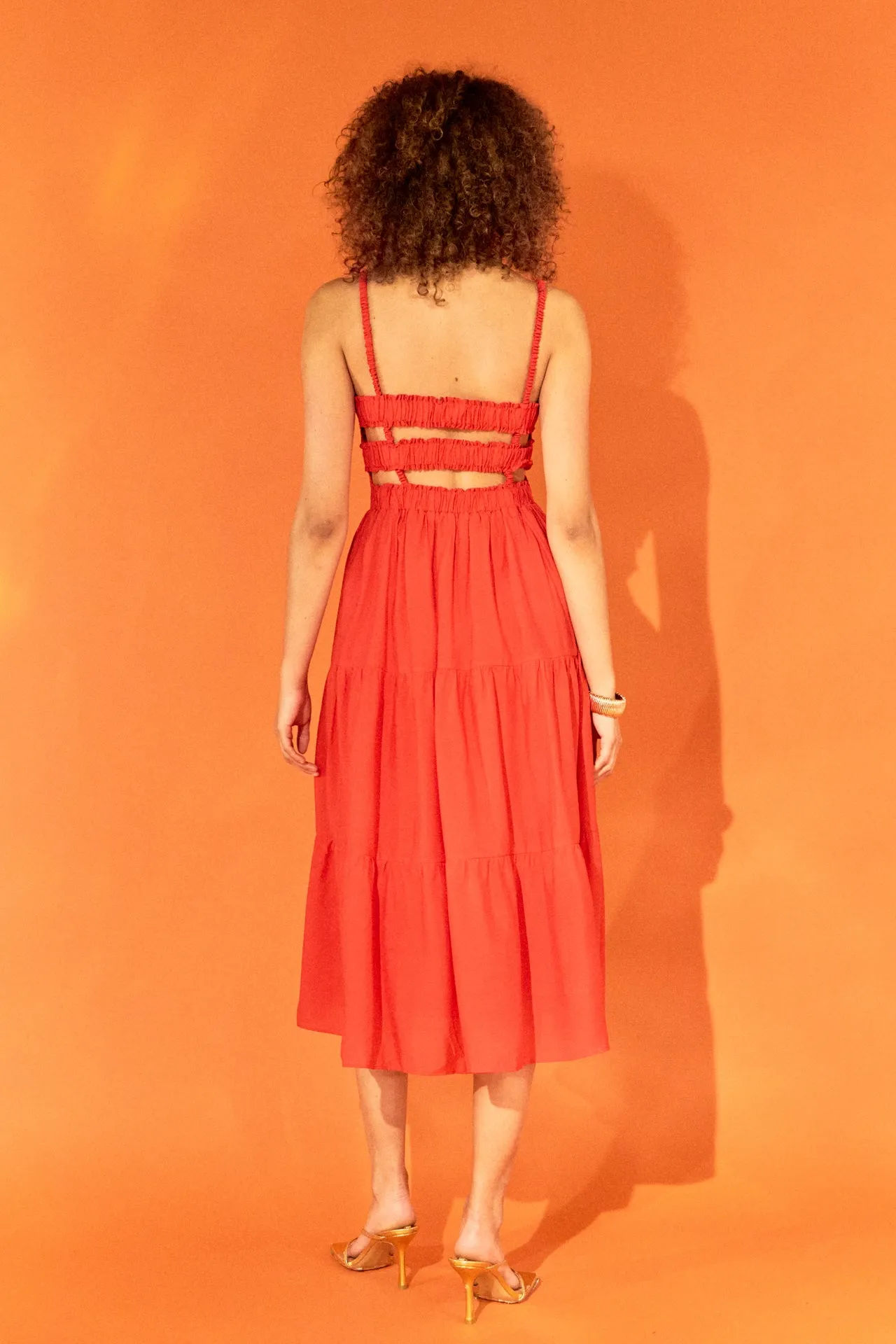 Cut out Elastic Strap with Midi Dress