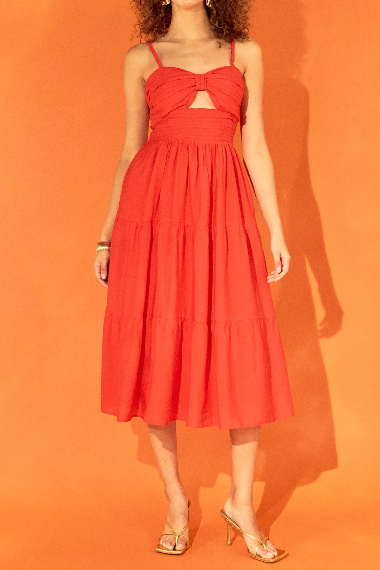 Cut out Elastic Strap with Midi Dress