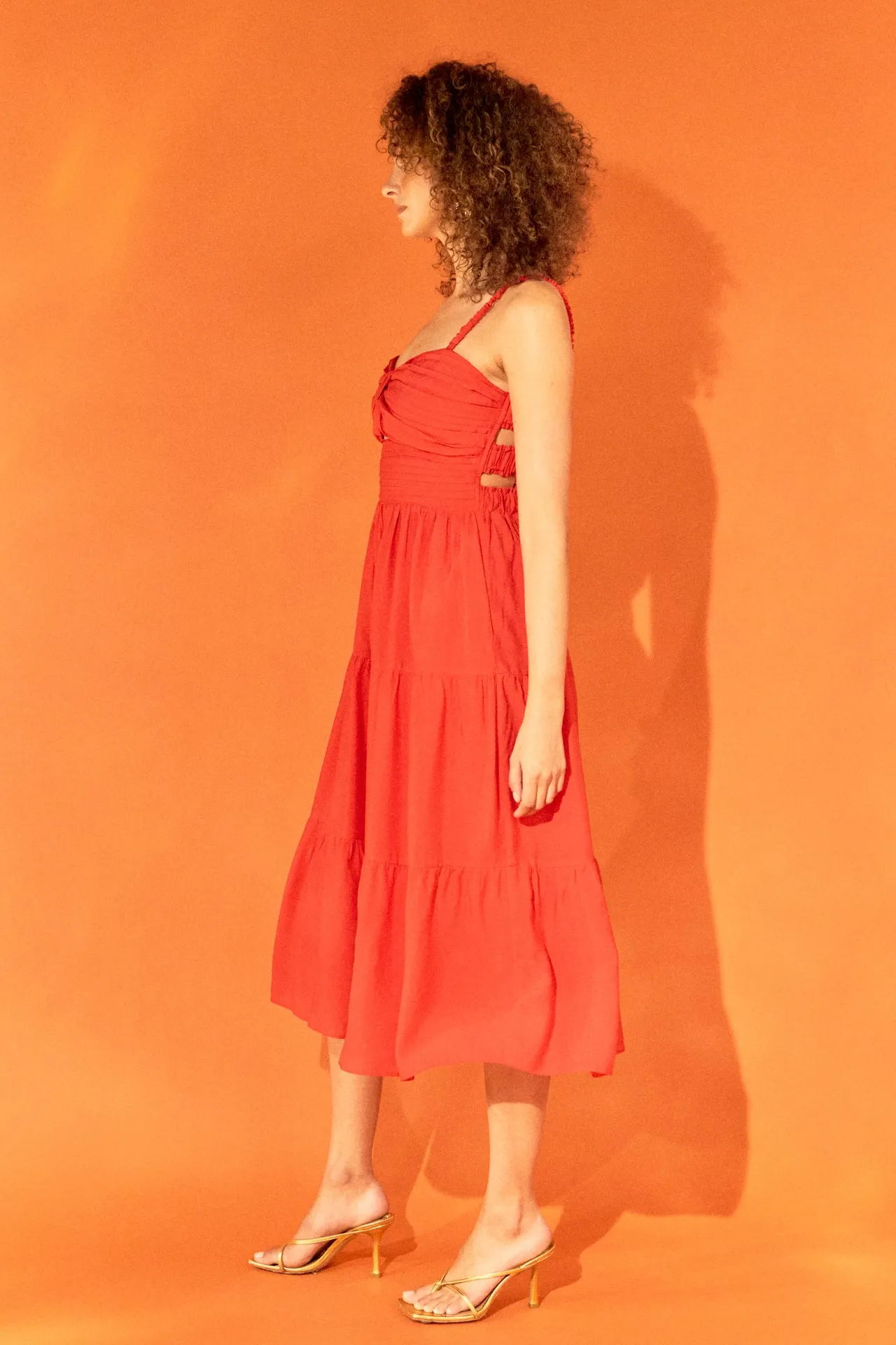 Cut out Elastic Strap with Midi Dress