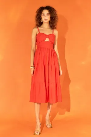 Cut out Elastic Strap with Midi Dress