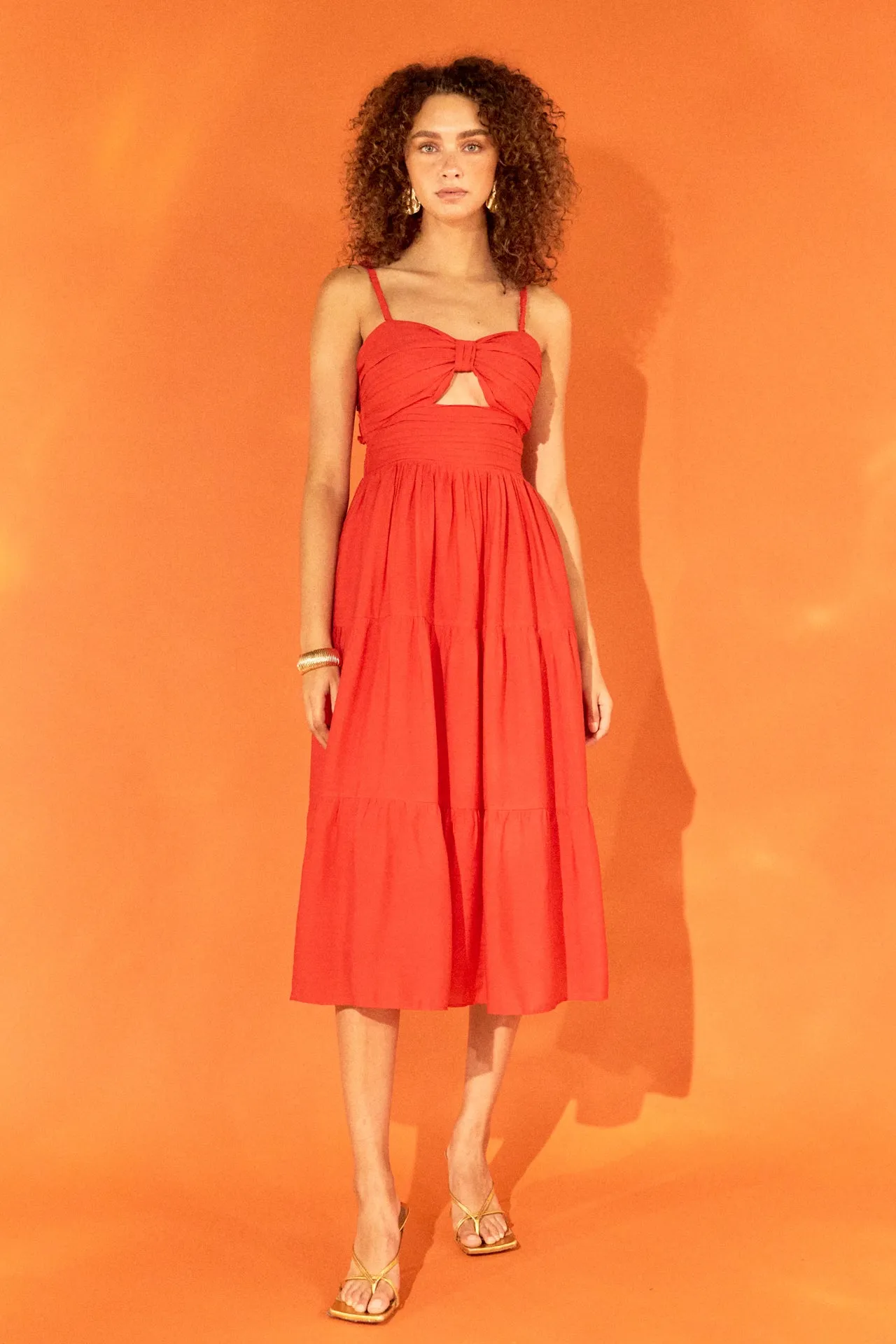 Cut out Elastic Strap with Midi Dress