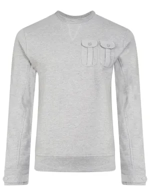 Darryl Double Pocket Crew Sweatshirt In Light Grey Marl