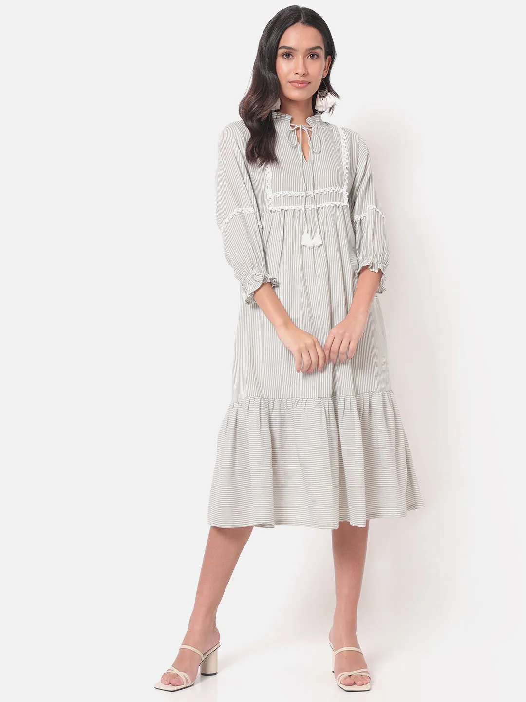 Dastoori Green Tiered Dress