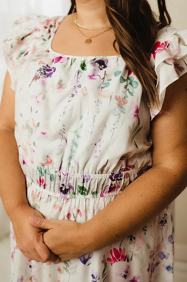 Delicate Floral Midi Dress