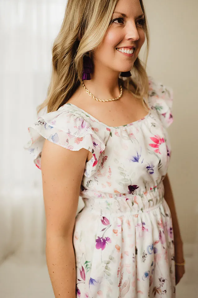 Delicate Floral Midi Dress